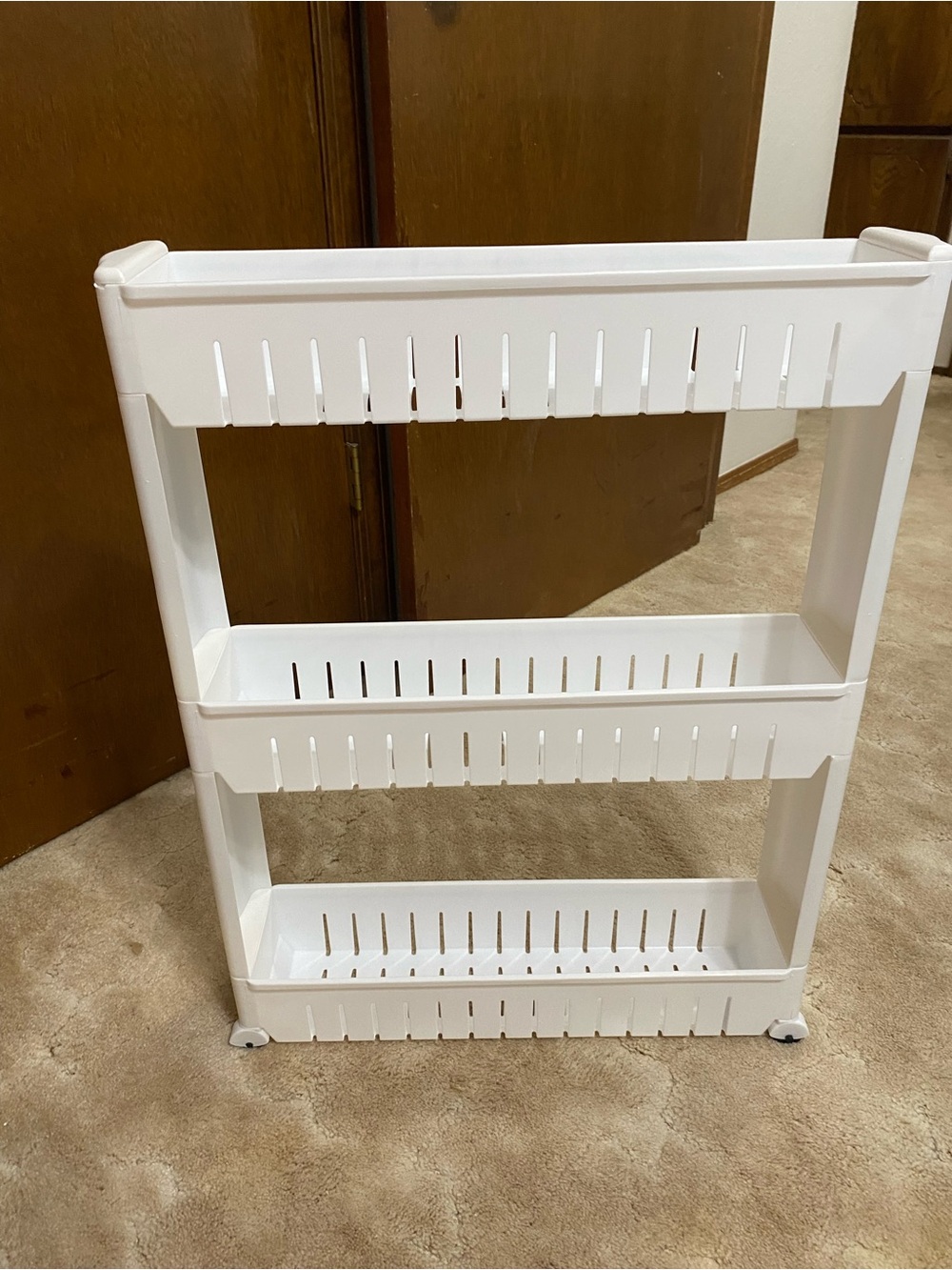 3-Tier White Plastic Storage Rack for Kitchen & Home Organization